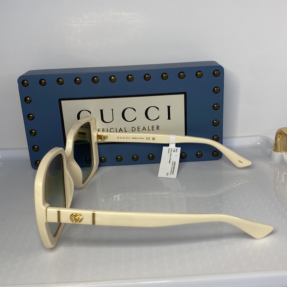 💯 - Gucci Cream/Grey Gradient GG0632S Square Sunglasses - Picture 8 of 15